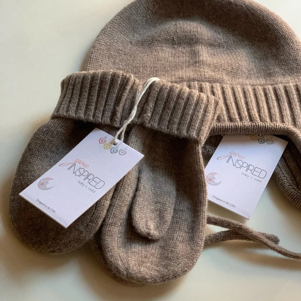 100% merino wool set hat mittens for baby toddler boy . Organic wool